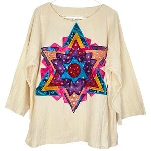 Alfredo’s Wife Tunic Top Shirt Womens Medium Hand Made In USA Native American